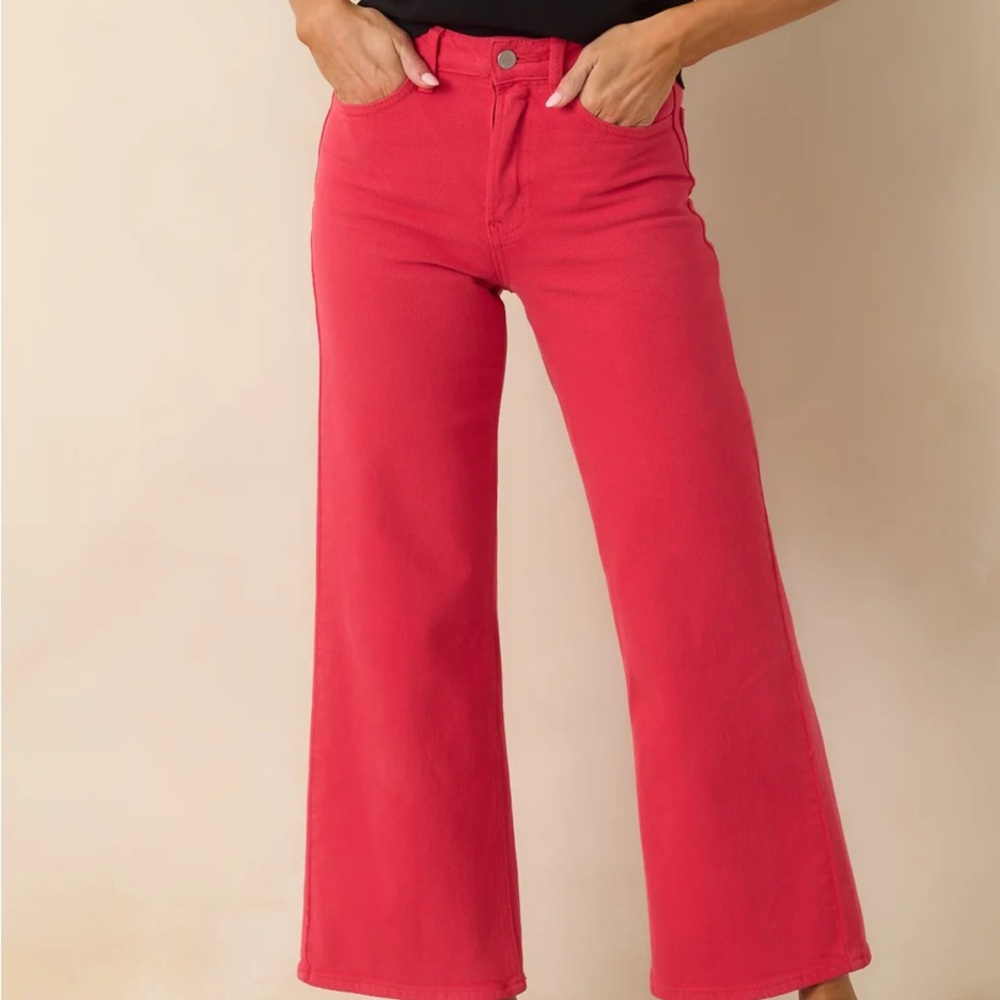 Just USA Vibrant Red Wide Leg Jeans